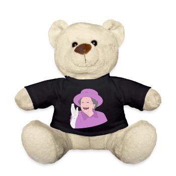 Queen Elizabeth II waves for the 70th Crown Jubilee - Teddy Bear - black - Front