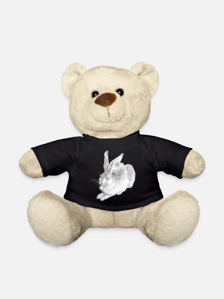 WHITE RABBIT | Schneehase nach Albrecht Dürer - Teddy - Schwarz