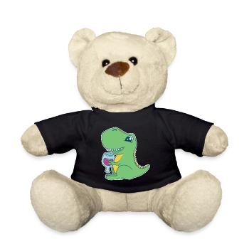 Dino Wine Dinosaur T-Rex Red Wine Glass Alcohol - Teddy Bear - black - Front