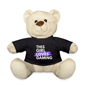 This girl loves gaming. - Teddy Bear - black - Front