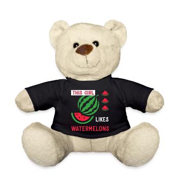 Fille aime les melons Fruits de pastèque d'été - Nounours - noir - Devant
