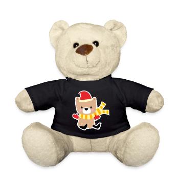 Winter bear with Christmas hat - Teddy Bear - black - Front
