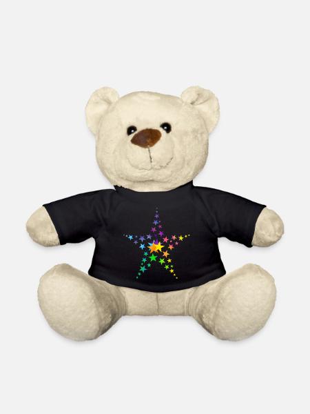 Stars colorful stars many stars - Teddy Bear - black