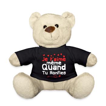 je t'aime même quand tu ronfles - Nounours - noir - Devant