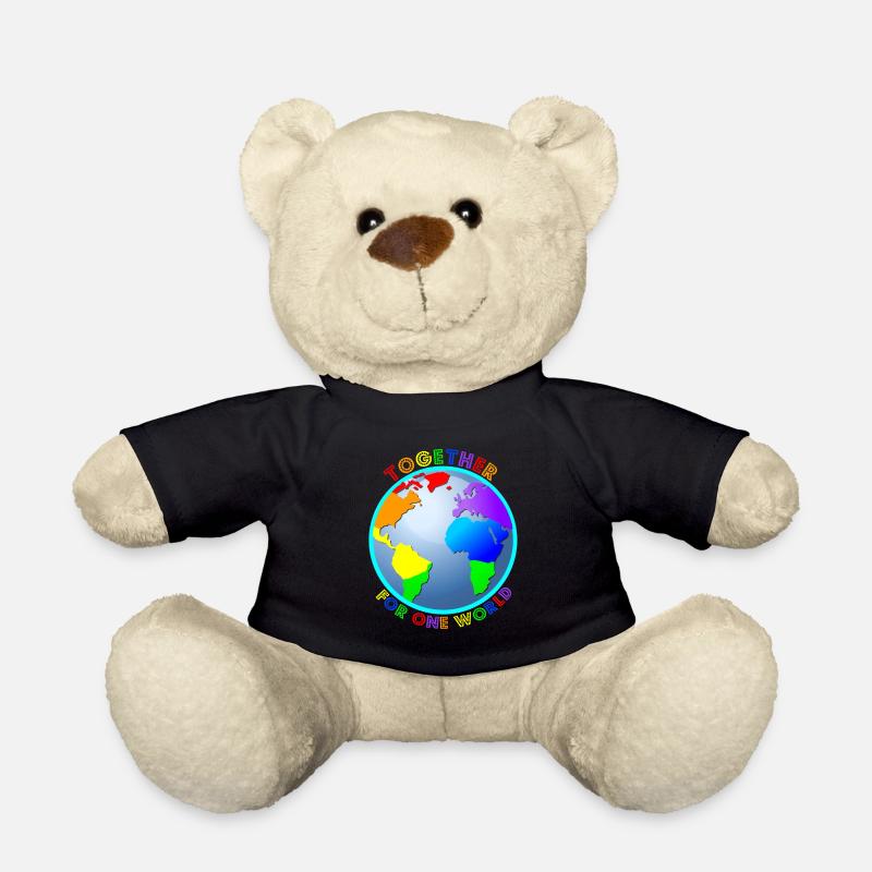 Statement: "For One World" - Regenbogenfarben - Teddy - Schwarz
