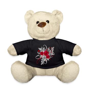 silver Valentine's Day composition with roses - Teddy Bear - black - Front