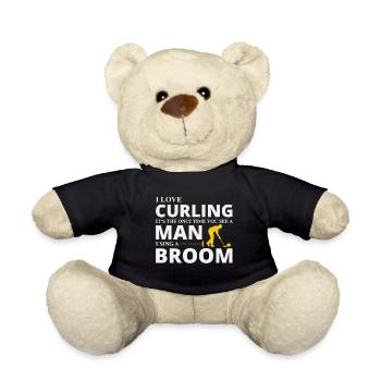 Curling Sweeping Fan Winter Ice Sport Curler Funny - Teddy Bear - black - Front