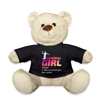 Handball Mädchen Handballer Lustiger Spruch - Teddy - Schwarz - Vorne