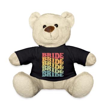 Retro Bride Matching Mariage Couple Fiançailles - Nounours - noir - Devant