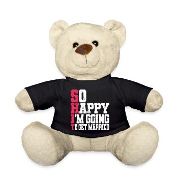 Funny Bachelor Party Engagement Wedding Married - Teddy Bear - black - Front