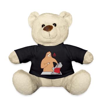 Paresseux cuisinant, s'endormant, ironique, - Nounours - noir - Devant
