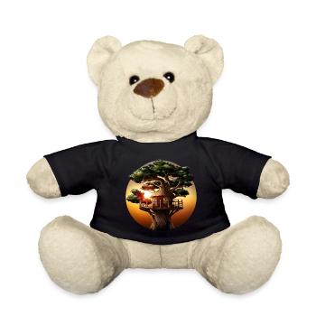 Cabane dans les arbres au coucher du soleil - Nounours - noir - Devant