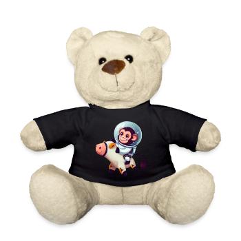 Astronaut Affe reitet auf Kuh - Teddy - Schwarz - Vorne