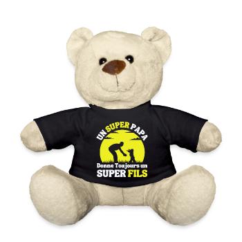 Super Papa Super Fils Cadeau Pere - Nounours - noir - Devant