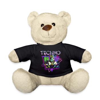 Techno Techno Musik Party Energie - Teddy - Schwarz - Vorne