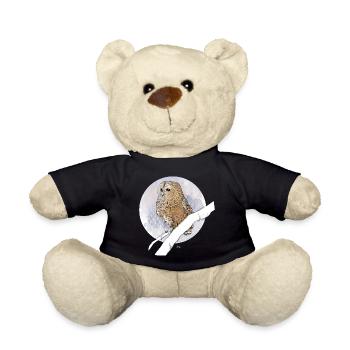 Kleiner Kauz auf Muster in Pastellfarben - Teddy - Schwarz - Vorne