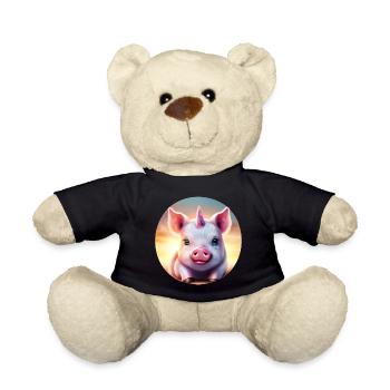 Unicorn pig in sunset - Teddy Bear - black - Front