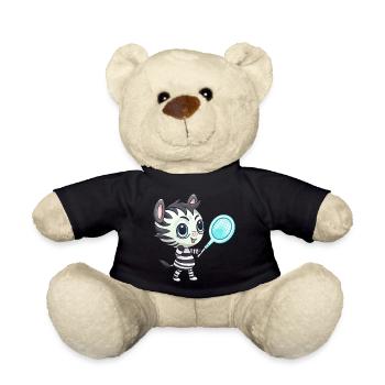 Zebra plays tennis and badminton, athletic tie - Teddy Bear - black - Front