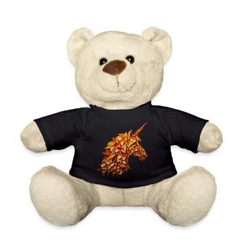 Autumn unicorn among colorful leaves - Teddy Bear - black - Front