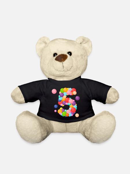 I am 5 years old, birthday 5 years, 5 years old - Teddy Bear - black