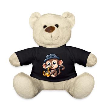 Chimpanzee with saxophone - Teddy Bear - black - Front