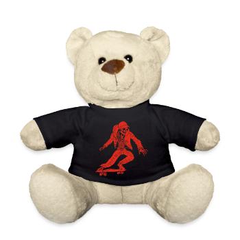 Squelette rouge en skateboard - Nounours - noir - Devant