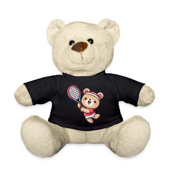 Bär als Tennisspieler - Aufschlag und - Teddy - Schwarz - Vorne