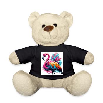 Rosa Flamingo - Teddy - Schwarz - Vorne