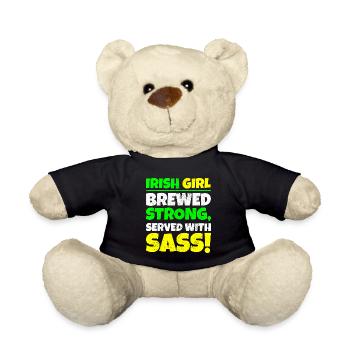 Irish Girl: Brewed Strong St Patricks Day - Teddy Bear - black - Front