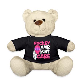 Hockey Hair Don't Care - Ice Sports Female Hockey - Teddy Bear - black - Front