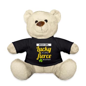 Irish Girl: Lucky & Fierce Humour - Teddy Bear - black - Front