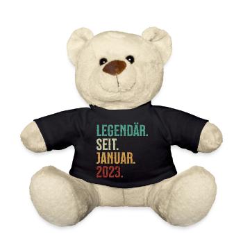 Legendär. Seit. Januar. 2023. Retro Birthday - Teddy - Schwarz - Vorne