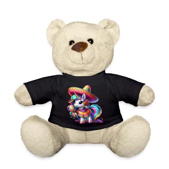 Cinco de Mayo Süßes Einhorn Cartoon mit Grünen - Teddy - Schwarz - Vorne