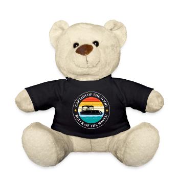 Pontoon Boat Captain Offshore Boating Cruise Retro - Teddy Bear - black - Front