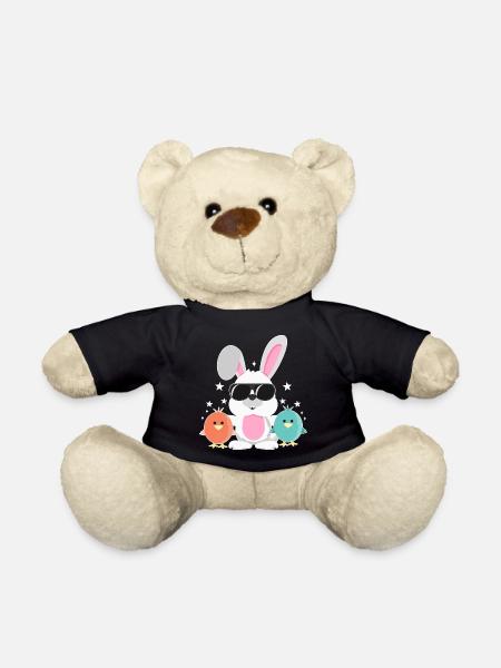 Lapin avec lunettes de soleil, poussin, lapin, lapin de Pâques - Nounours - noir