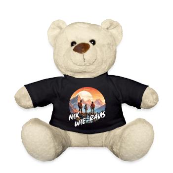 Nix wie raus Familie steht auf dem Berggipfel - Teddy - Schwarz - Vorne