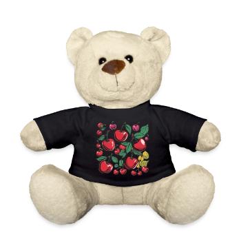 Kirschen Retro Vintage Obst Garten Sommer naschen - Teddy - Schwarz - Vorne