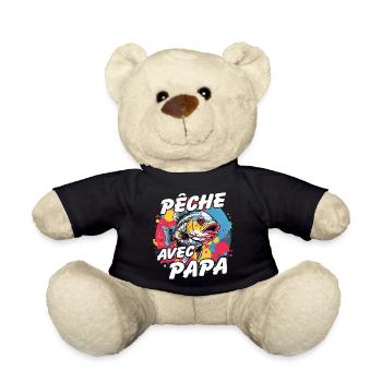 Pêcher avec papa. Motif de pêche coloré - Nounours - noir - Devant