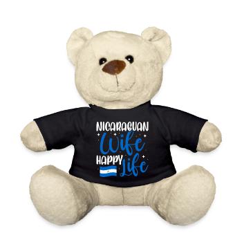 Nicaraguan Wife Happy Life Nicaragua Woman Husband - Teddy Bear - black - Front