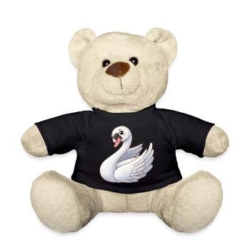 Weißer Schwan als himmlischer Engel - Teddy - Schwarz - Vorne