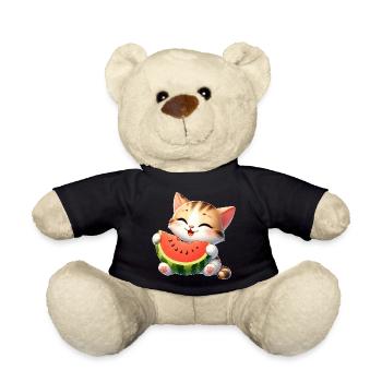 Cat Melon Watermelon Funny Fruity - Teddy Bear - black - Front