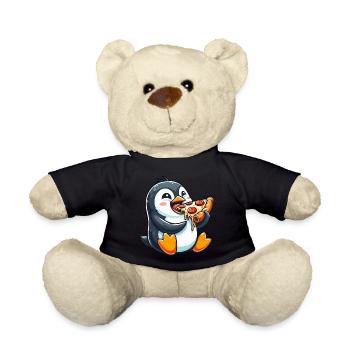 Penguin Pizza Funny Food Fast Food Comic - Teddy Bear - black - Front
