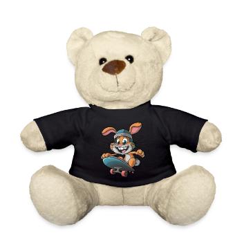 Süßes Kaninchen Skateboard Skateboarder lustiger - Teddy - Schwarz - Vorne
