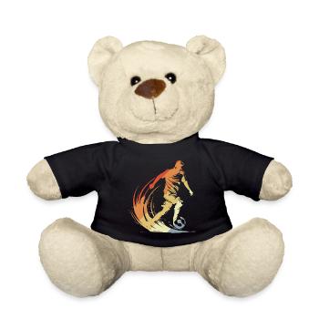 Soccer Player Drawing Vintage Look - Teddy Bear - black - Front