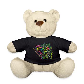 Cyborg Style Neon Gamer - Teddy Bear - black - Front