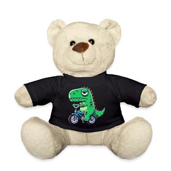 Funny dino T-Rex on bike Bizarre and - Teddy Bear - black - Front
