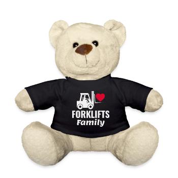 Forklift Operator Heavy Equipment Driver Family - Teddy Bear - black - Front