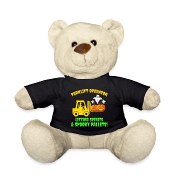 Halloween Ghost Forklift Operator Pumpkin Funny - Teddy Bear - black - Front