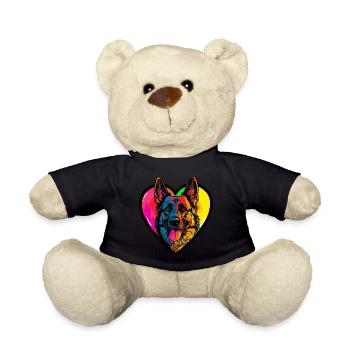 German Shepherd Dog Heart Dog Love - Teddy Bear - black - Front