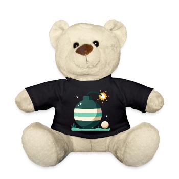 Cartoon Bomb with Burning Fuse Design - Teddy Bear - black - Front